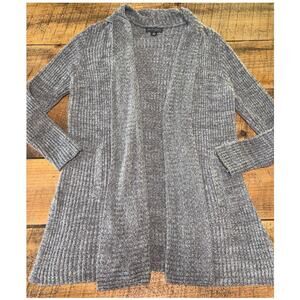 Womens Barefoot Dreams Gray/Beige CozyChic Lite Open Knit Cardigan Sweater 1X